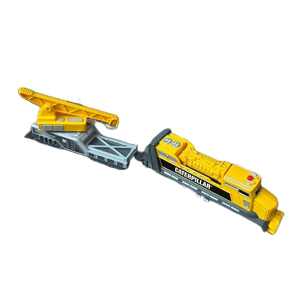 Caterpillar Yellow Black Toy Train with Crane Car Kids Toy Motorized